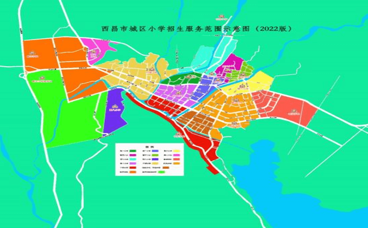 西昌市城区中小学招生范围示意图 西昌市城区中小学招生范围示意图
