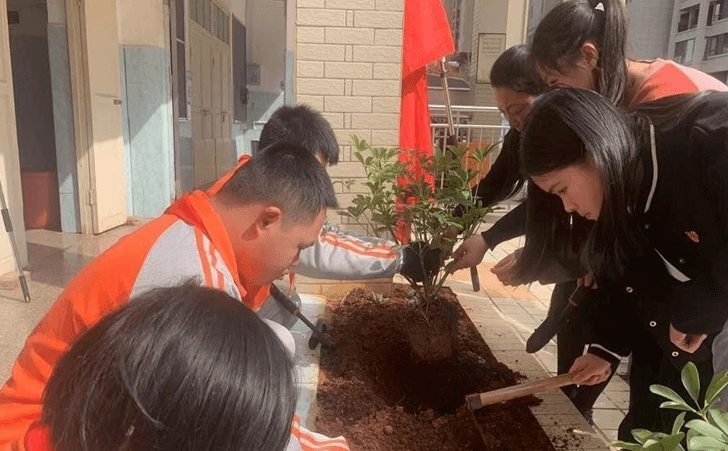 宁远县特殊教育学校开展“绿色春天,植树校园”活动