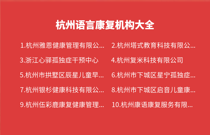 杭州语言康复机构2023年07月大全