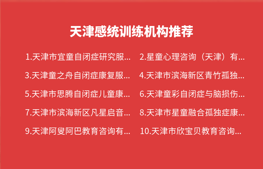 天津感统训练机构2023年08月07日-2023年08月13日推荐