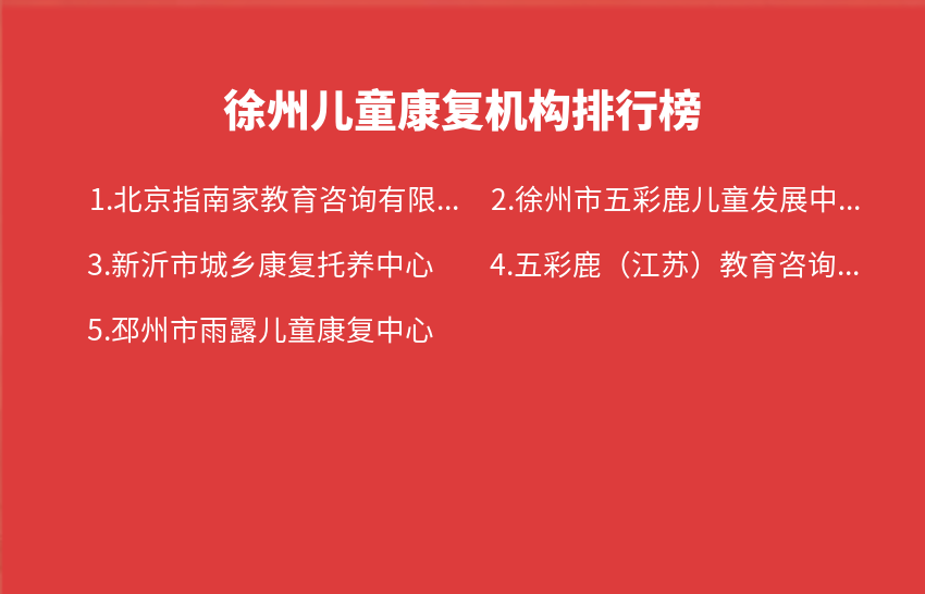 徐州儿童康复机构2023年08月21日-2023年08月27日排行榜