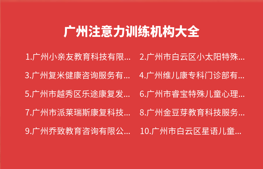 广州注意力训练机构2023年09月11日-2023年09月17日大全