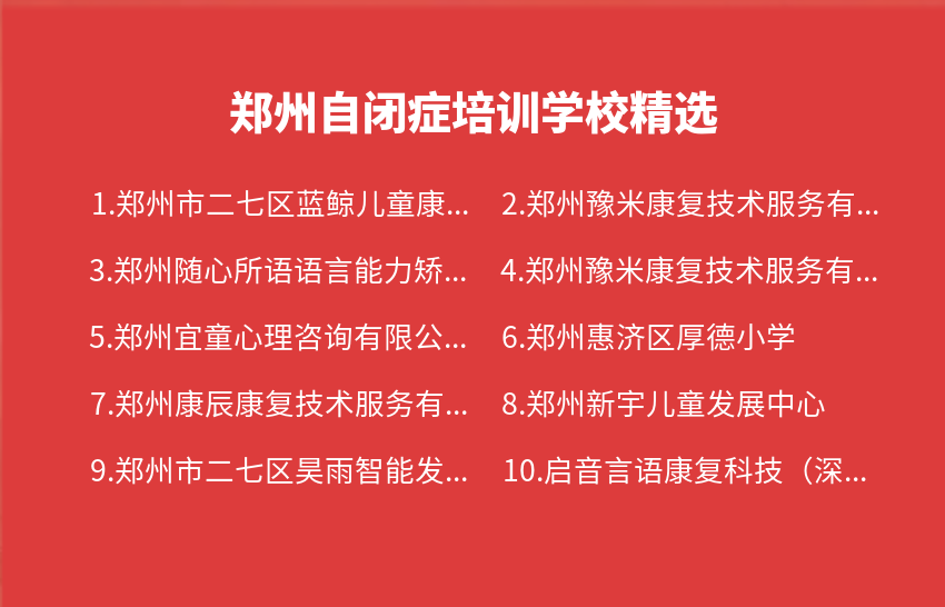 郑州自闭症培训学校2023年08月精选