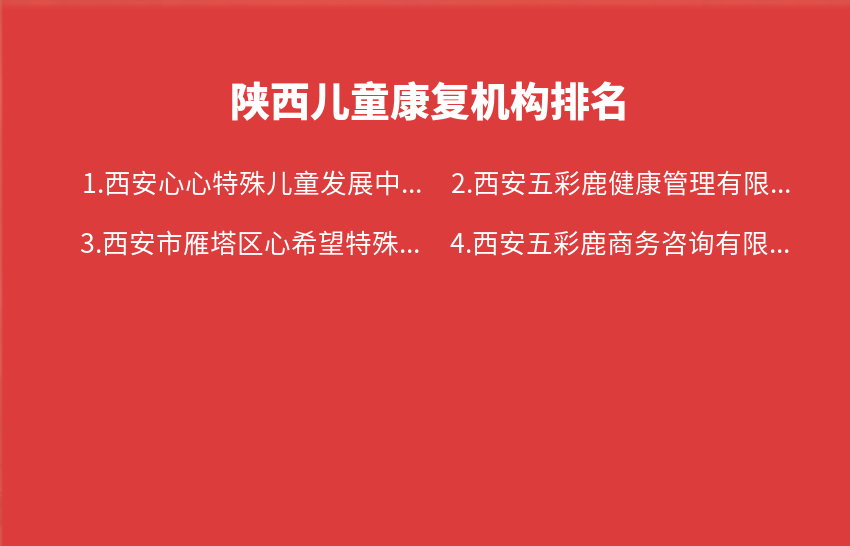 陕西儿童康复机构2023年09月25日-2023年10月01日排名