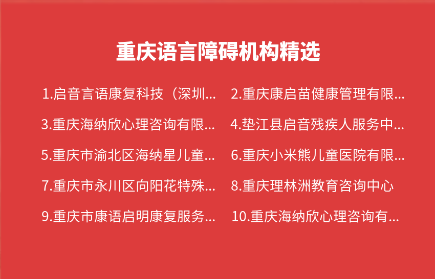 重庆语言障碍机构2023年08月精选