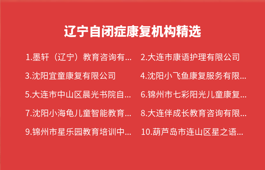 辽宁自闭症康复机构2023年07月-2023年09月精选