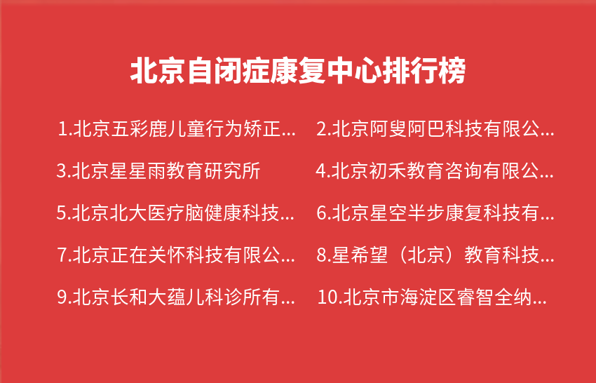 北京自闭症康复中心2023年10月排行榜