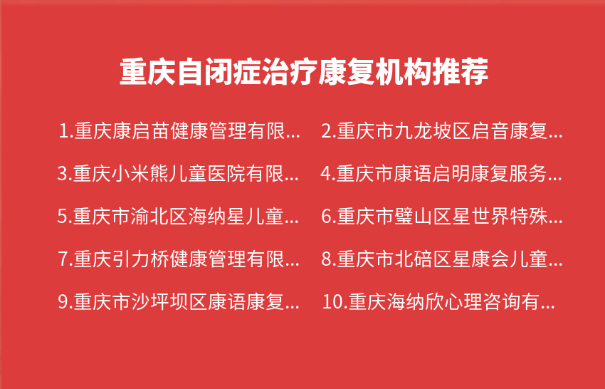 重庆自闭症治疗康复机构2023年11月27日-2023年12月03日推荐