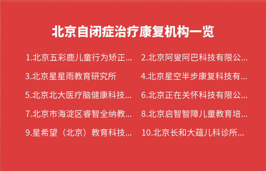 北京自闭症治疗康复机构2023年12月04日-2023年12月10日一览
