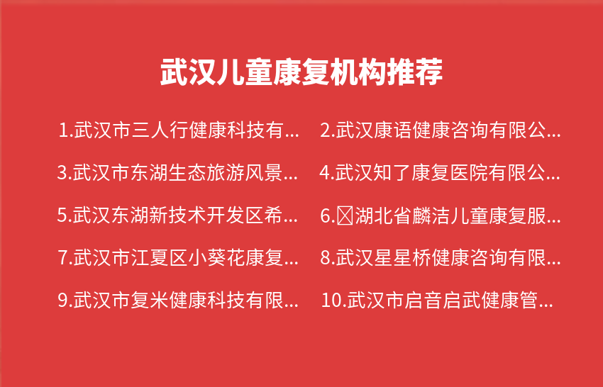 武汉儿童康复机构2023年11月推荐