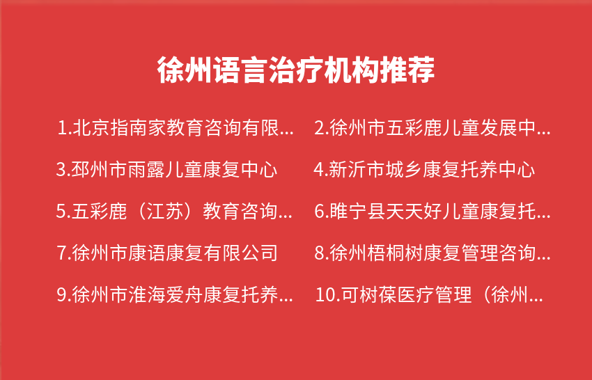 徐州语言治疗机构2023年01月-2023年12月推荐