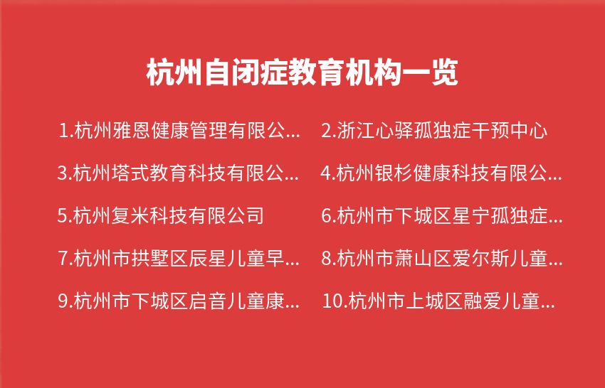 杭州自闭症教育机构2023年01月-2023年12月一览