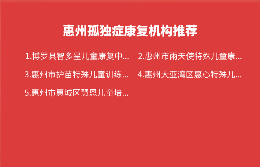 惠州孤独症康复机构2024年01月08日-2024年01月14日推荐