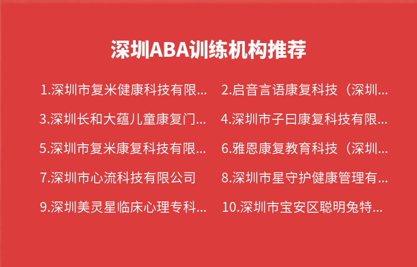 深圳ABA训练机构2024年01月推荐