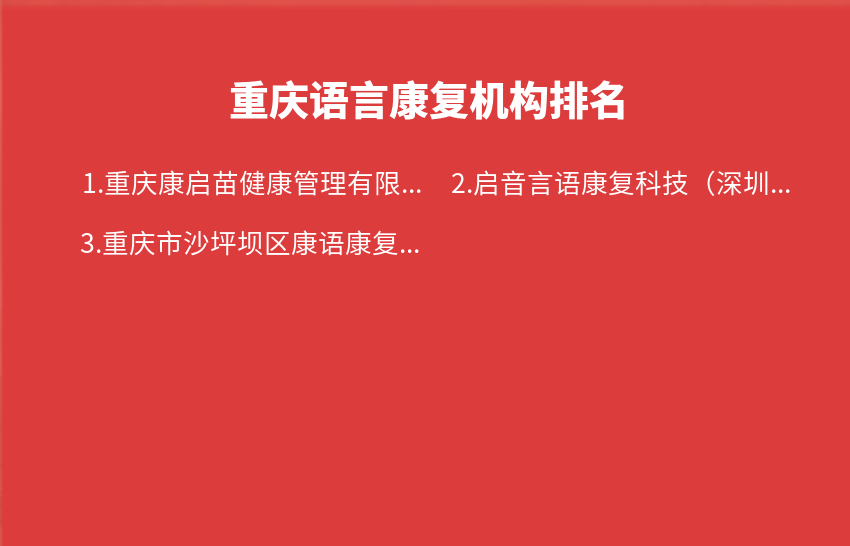 重庆语言康复机构2024年03月25日-2024年03月31日排名