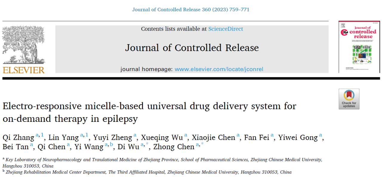 JCR：陈忠教授团队在癫痫药物治疗的策略研究方面取得新成果